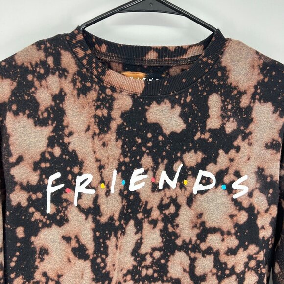 Friends TV Sweatshirt Black Bleached Crew Neck Pullover Long Sleeve - Picture 2 of 9